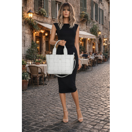 Torebka damska shopper A4 pleciona elegancka na ramię pasek CH3358 Szara