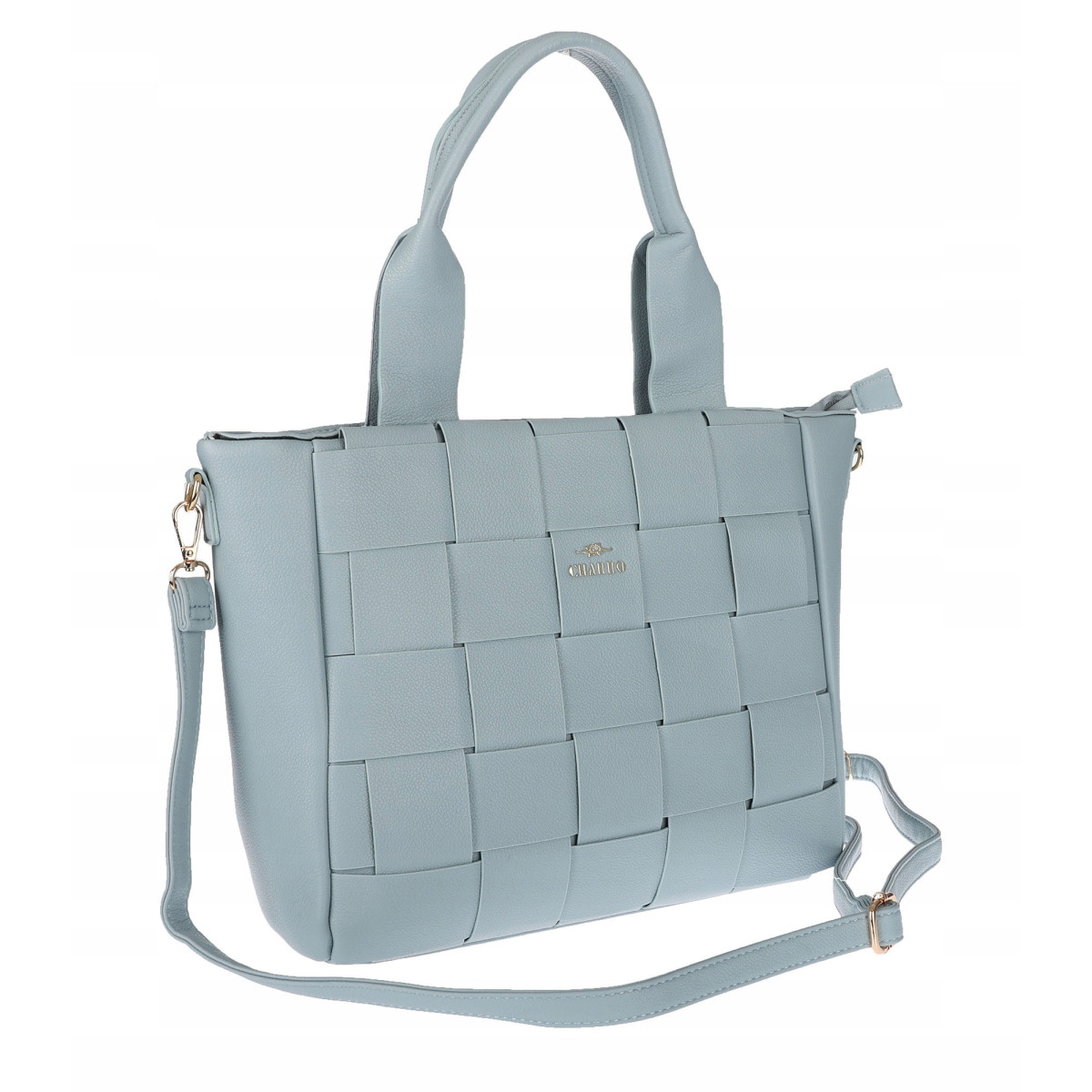 Torebka damska shopper A4 pleciona elegancka na ramię duża CH3358 Niebieska