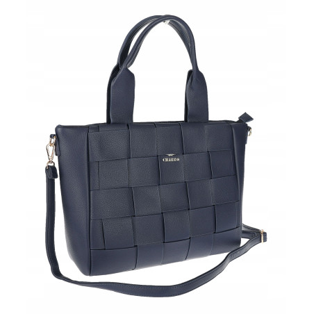 Torebka damska shopper A4 pleciona elegancka na ramię duża CH3358 Granatowa