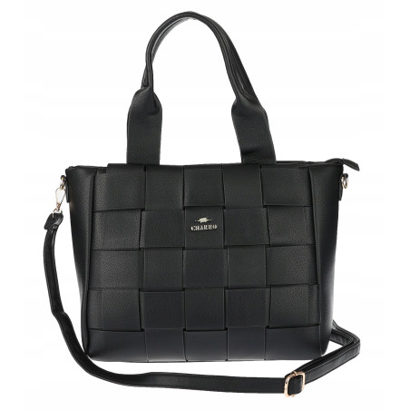Torebka damska shopper A4 pleciona elegancka na ramię pasek CH3358 Czarna
