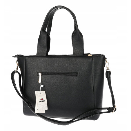 Torebka damska shopper A4 pleciona elegancka na ramię pasek CH3358 Czarna