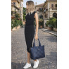Torebka damska shopper A4 pleciona elegancka na ramię duża CH3358 Granatowa
