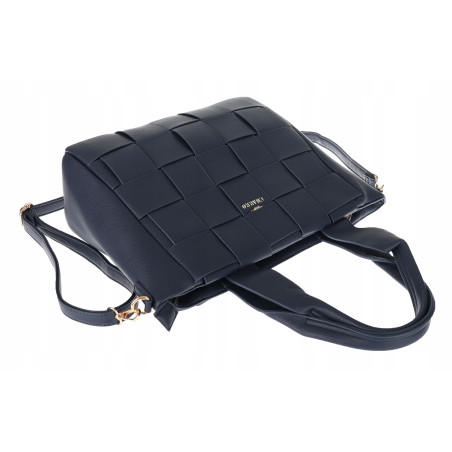 Torebka damska shopper A4 pleciona elegancka na ramię duża CH3358 Granatowa