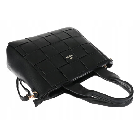Torebka damska shopper A4 pleciona elegancka na ramię pasek CH3358 Czarna
