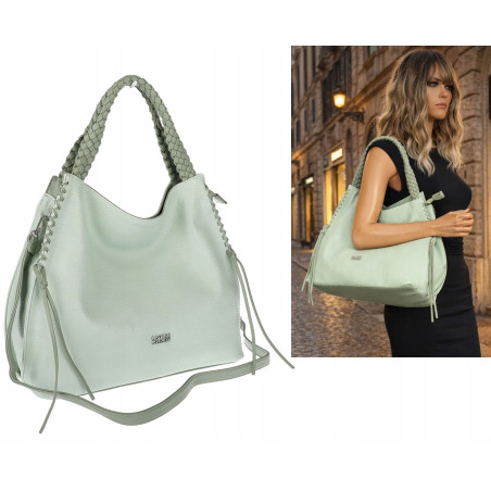 Torebka Damska Worek Shopper Torba na Ramię duża pajemna CC6703 Zielona
