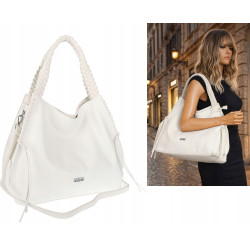 Torebka Damska Worek Shopper Torba na Ramię duża pajemna CC6703 Biała