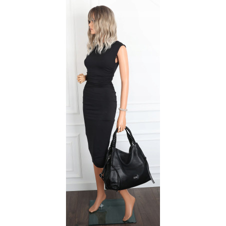 Torebka Damska Worek Shopper Torba na Ramię duża pajemna CC6703 Czarna
