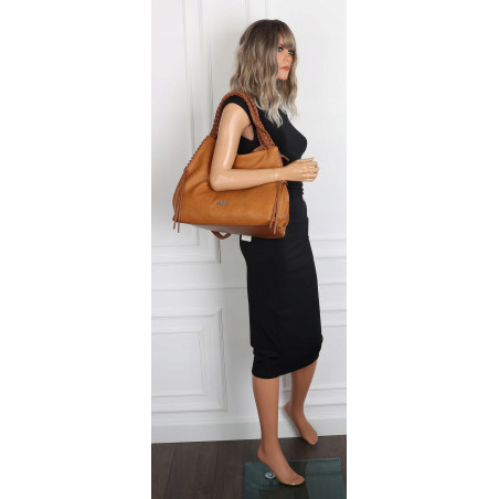 Torebka Damska Worek Shopper Torba na Ramię duża pajemna CC6703 Brązowa