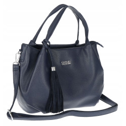 Torebka damska shopper duża A4 na ramię z frędzlami pasek CC50964 Granatowa