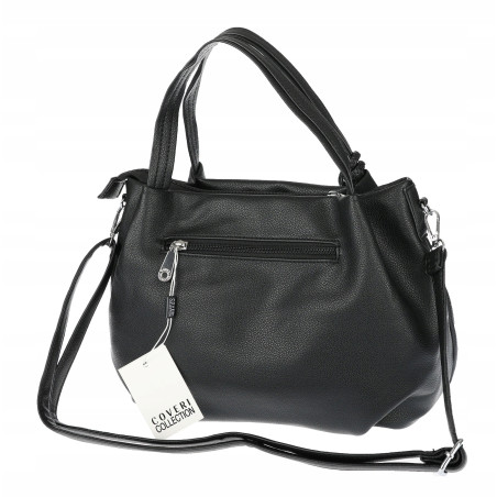 Torebka damska shopper duża A4 na ramię z frędzlami pasek CC50964 Czarna
