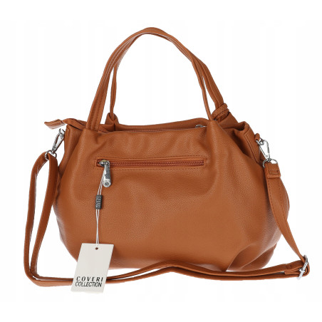 Torebka damska shopper duża A4 na ramię z frędzlami pasek CC50964 Brązowa