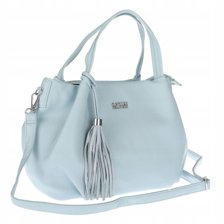 Torebka damska shopper duża A4 na ramię z frędzlami pasek CC50964 Niebieska