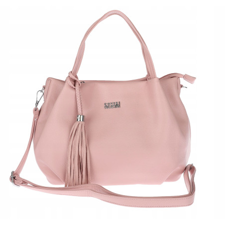 Torebka damska shopper duża A4 na ramię z frędzlami pasek CC50964 Różowa