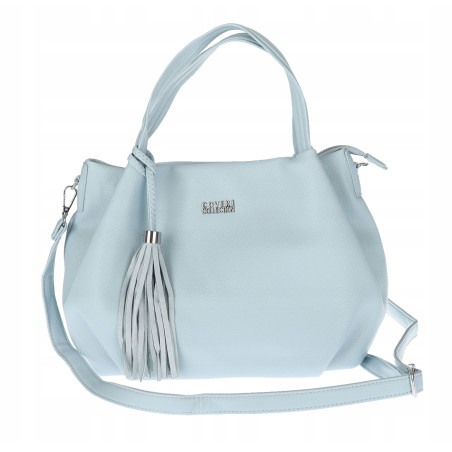 Torebka damska shopper duża A4 na ramię z frędzlami pasek CC50964 Niebieska