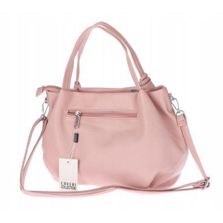 Torebka damska shopper duża A4 na ramię z frędzlami pasek CC50964 Różowa