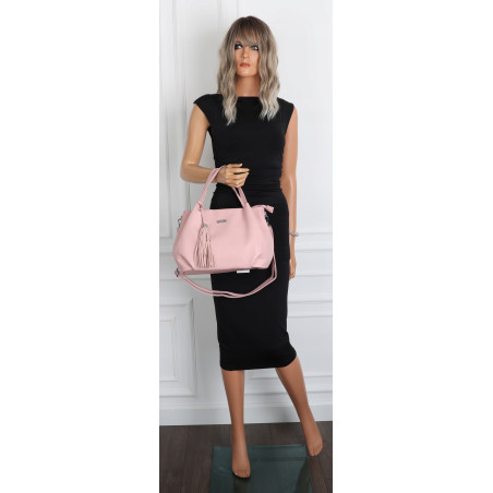 Torebka damska shopper duża A4 na ramię z frędzlami pasek CC50964 Różowa