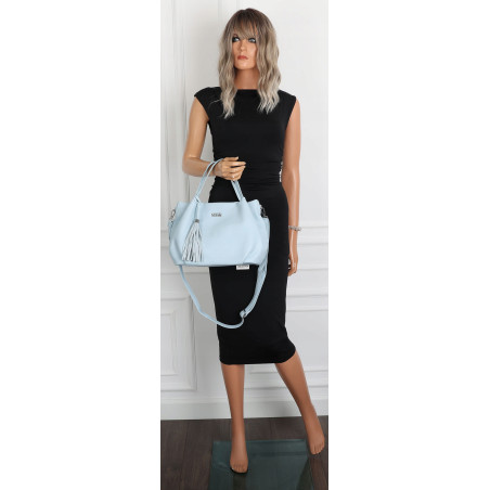 Torebka damska shopper duża A4 na ramię z frędzlami pasek CC50964 Niebieska