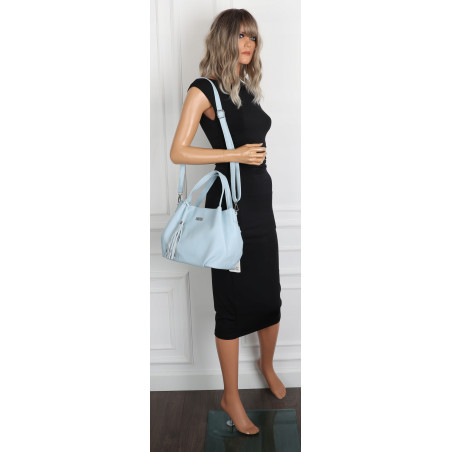 Torebka damska shopper duża A4 na ramię z frędzlami pasek CC50964 Niebieska