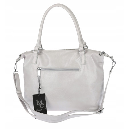 Torebka damska kuferek shopper A4 na ramię z frędzlami pasek MC688 Szara