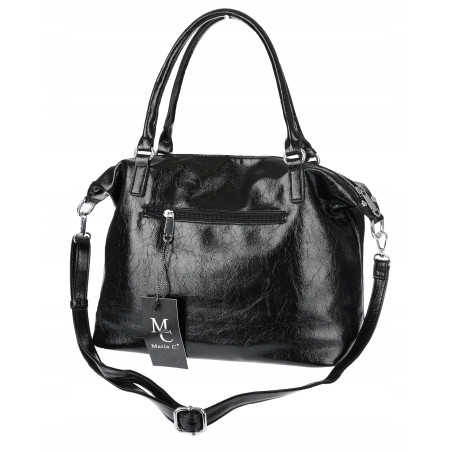 Torebka damska kuferek shopper A4 na ramię z frędzlami pasek MC688 Czarna