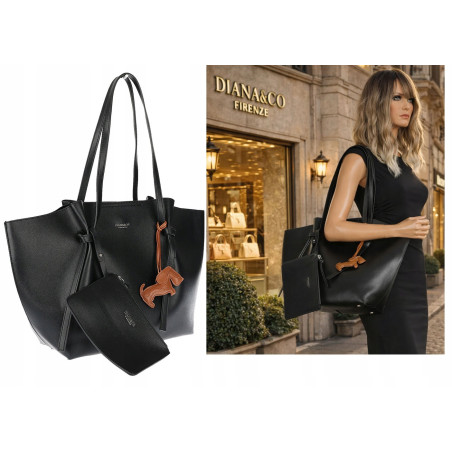 Torebka damska shopper A4 duża torba na ramię elegancka modna DB243 Czarna