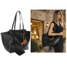 Torebka damska shopper A4 duża torba na ramię elegancka modna DB243 Czarna