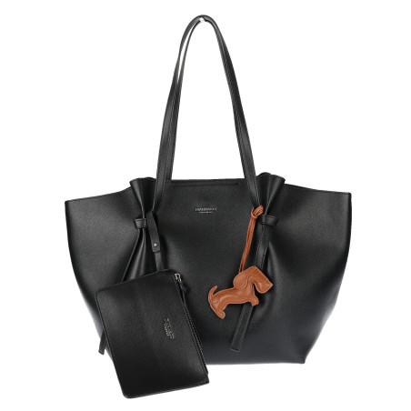 Torebka damska shopper A4 duża torba na ramię elegancka modna DB243 Czarna