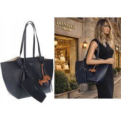 Torebka damska shopper A4 duża torba na ramię elegancka DB243 Granatowa