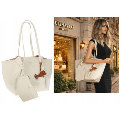 Torebka damska shopper A4 duża torba na ramię elegancka modna DB243 Beżowa