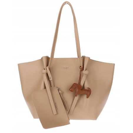 Torebka damska shopper A4 duża torba na ramię elegancka modna DB243 Beżowa