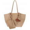 Torebka damska shopper A4 duża torba na ramię elegancka modna DB243 Beżowa