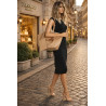 Torebka damska shopper A4 duża torba na ramię elegancka modna DB243 Beżowa