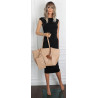 Torebka damska shopper A4 duża torba na ramię elegancka modna DB243 Beżowa