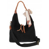 Torebka damska worek shopper duża na ramię pleciona apaszka MA359 Czarna