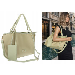 Torebka Damska łódka Shopper Torba na Ramię Listonoszka CC6692 Zielona