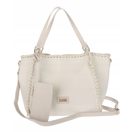 Torebka Damska A4 łódka Shopper Torba na Ramię Listonoszka CC6692 Beżowa