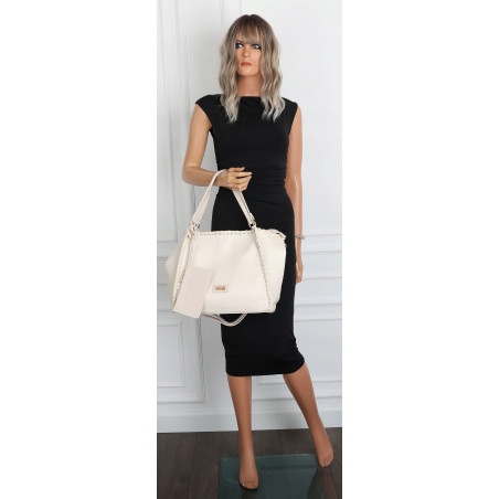 Torebka Damska A4 łódka Shopper Torba na Ramię Listonoszka CC6692 Beżowa