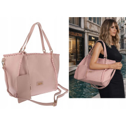 Torebka Damska A4 łódka Shopper Torba na Ramię Listonoszka CC6692 Różowa