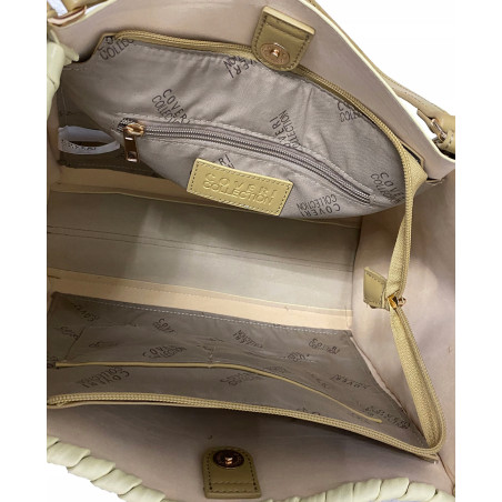 Torebka Damska A4 łódka Shopper Torba na Ramię Listonoszka CC6692 Beżowa