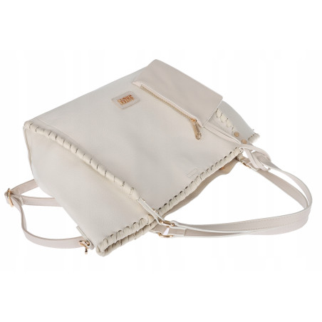 Torebka Damska A4 łódka Shopper Torba na Ramię Listonoszka CC6692 Beżowa