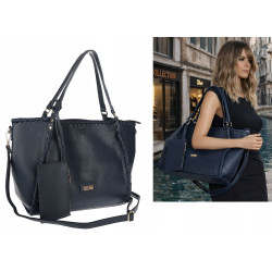 Torebka Damska A4 łódka Shopper Torba na Ramię Listonoszka CC6692 Granatowa