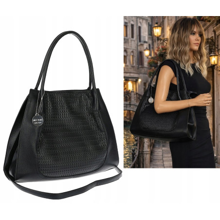 Torebka damska shopper duża pojemna na ramię elegancka torba BS6881 Czarna