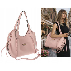 Torebka Damska Worek Shopper Torba na Ramię duża pajemna CH2166 Różowa