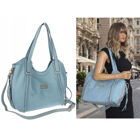 Torebka Damska Worek Shopper Torba na Ramię duża pajemna CH2166 Niebieska