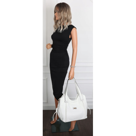 Torebka Damska Worek Shopper Torba na Ramię duża pajemna CH2166 Biała