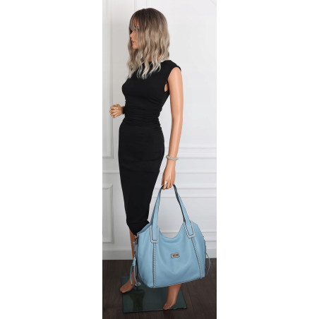 Torebka Damska Worek Shopper Torba na Ramię duża pajemna CH2166 Niebieska