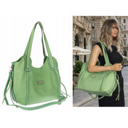 Torebka Damska Worek Shopper Torba na Ramię duża pajemna CH2166 Zielona