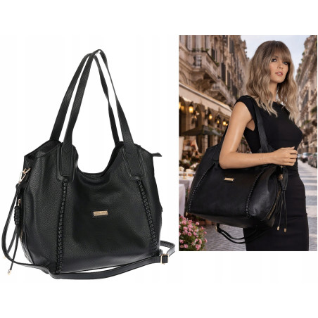 Torebka Damska Worek Shopper Torba na Ramię duża pajemna CH2166 Czarna