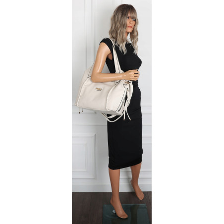 Torebka Damska Worek Shopper Torba na Ramię duża pajemna CH2166 Beżowa
