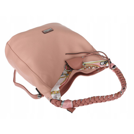 Torebka damska worek shopper duża pojemna na ramię modna CH66816 Różowa